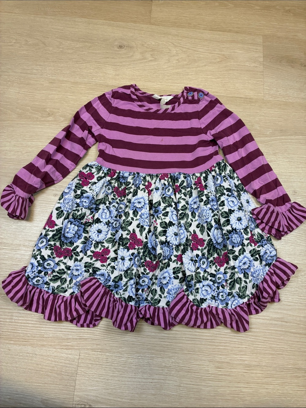 Matilda Jane Pink and Magenta Striped Floral Knit Dress